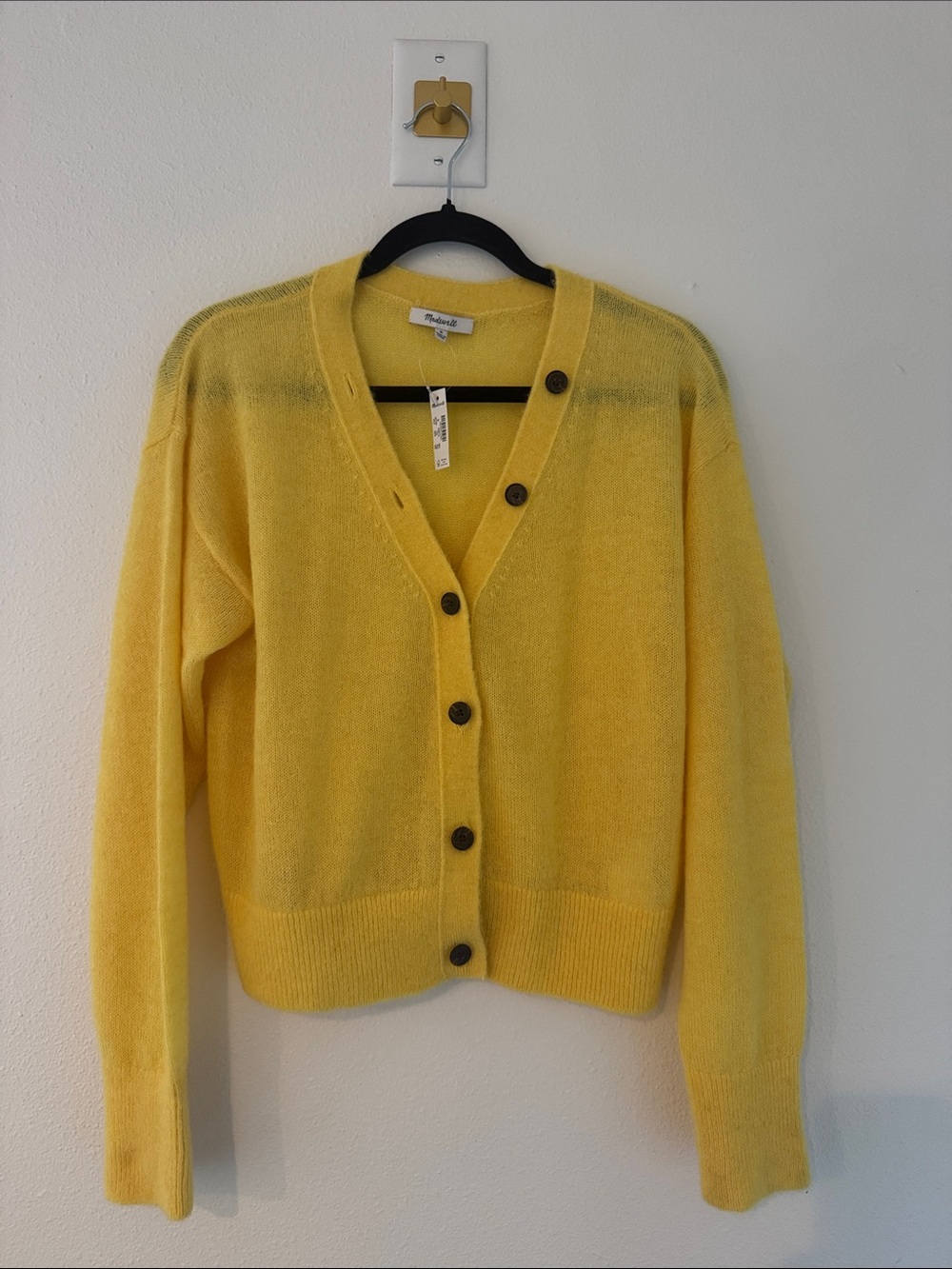 Madewell Bright Yellow V-Neck Button Cardigan